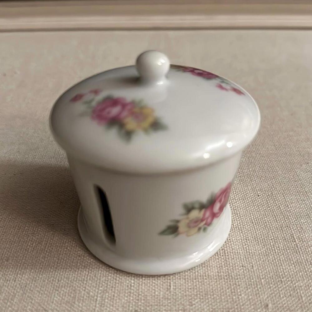 Vintage Gift Co. Porcelain Posatge Stamp dispenser roses pattern